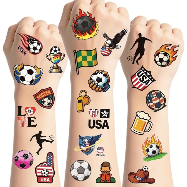 Yanonmyfd 100-Piece Temporary Soccer Tattoo Set – Premium Football Designs, Pre-Cut for Easy Application, Ideal for Party Supplies, Gifts, and Fan Events