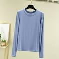 thumbnail image 2 of Kaemgyyd Long Sleeve Shirts for Women Crewneck Soft Thermal Undershirts Solid Color Sleepwear Casual Base Layer Pullover Tee Tops, 2 of 5