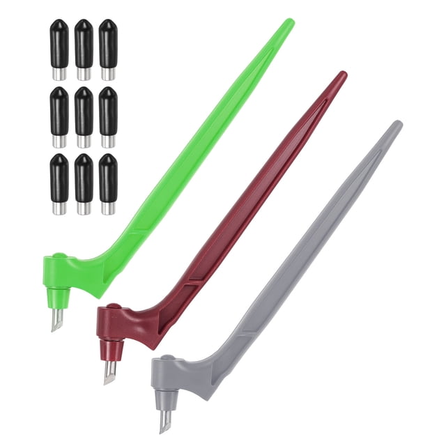 Unique Bargains 360 Degree Rotating Pen Cutter, 3 Pcs Craft Cutting Tool with Cutter Head, Red, Grey, Green