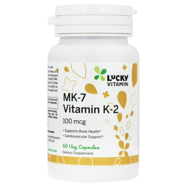 LuckyVitamin MK7 Vitamin K2 Bone Health Support 100 mcg. 60 Veg