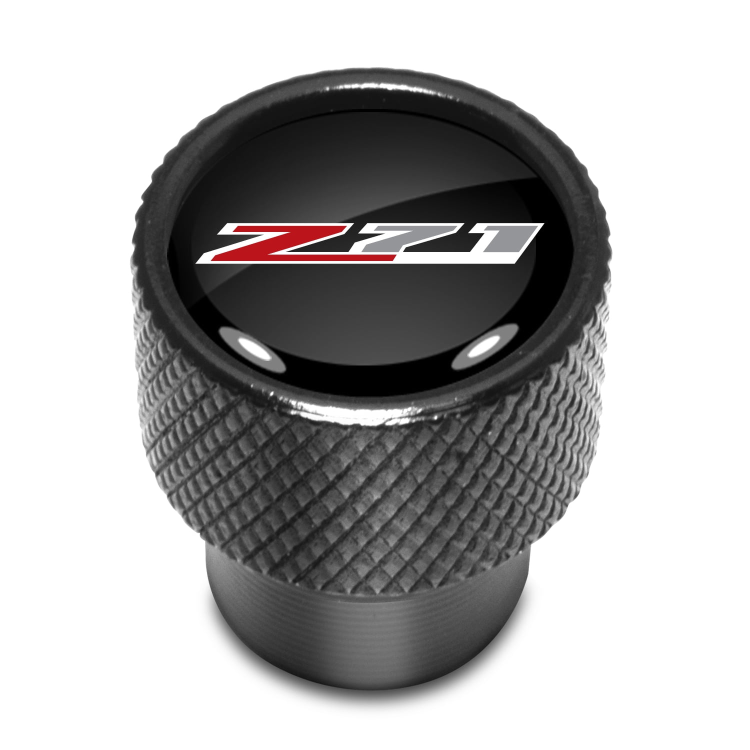 Chevrolet Z71 Logo in Black on Black Aluminum Tire Valve Stem Caps