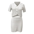 thumbnail image 4 of DHFJKG Women's Skirt 2 Piece Set Crochet Half Sleeve Button Down Collar Crop Top Mini Skirt Casual Beach Vacation Clothing Set Holiday Outfit, 4 of 4