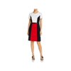 Karl Lagerfeld Paris Womens Scuba Faux Leather Trim Fit & Flare Dress B/W 2