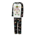 thumbnail image 3 of Elippeo Family Matching Christmas Pajamas, Letter  Elf Print Long-Sleeved Round Neck Tops + Candy Cane Pattern Trousers Sleepwear, 3 of 10