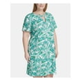 thumbnail image 3 of TOMMY HILFIGER Womens Green Printed Short Sleeve Keyhole Knee Length Shift Dress Plus 16W, 3 of 3