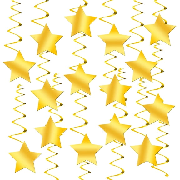 KatchOn, Gold Star Hanging Swirls - Pack of 30, No DIY | Star Decorations for Party, Happy Birthday Decorations| Hanging Gold Stars, Hanging Stars Decor | Anniversary Decorations