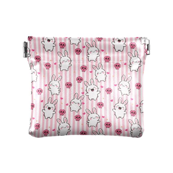 The Little Rabbit and The Skeleton Wallet Small PU Leather Change Pouch Wallet for Women