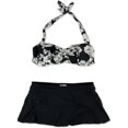 thumbnail image 1 of Anne Cole - Bikini de 2 piezas con falda floral para mujer, negro, extragrande Anne Cole Bikini, 1 of 2