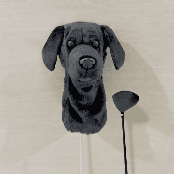 Black Lab Golf Club Headcover, Dog Golf Driver & Woods Club Cover, Black Dog Golf Head Cover