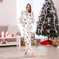thumbnail image 2 of Adult Christmas Onesie Many Small Red Flowers Adult Zipper One-Piece Pajamas Unisex Pajamas with Pockets, 2 of 6