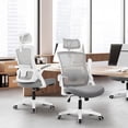 thumbnail image 6 of NEO CHAIR Office Desk Chair Gaming Computer High Back Support Mesh Comfy Seat with Adjustable Ergonomic Headrest Lumbar Rolling Flip-up Armrests and Wheels (Grey), 6 of 8