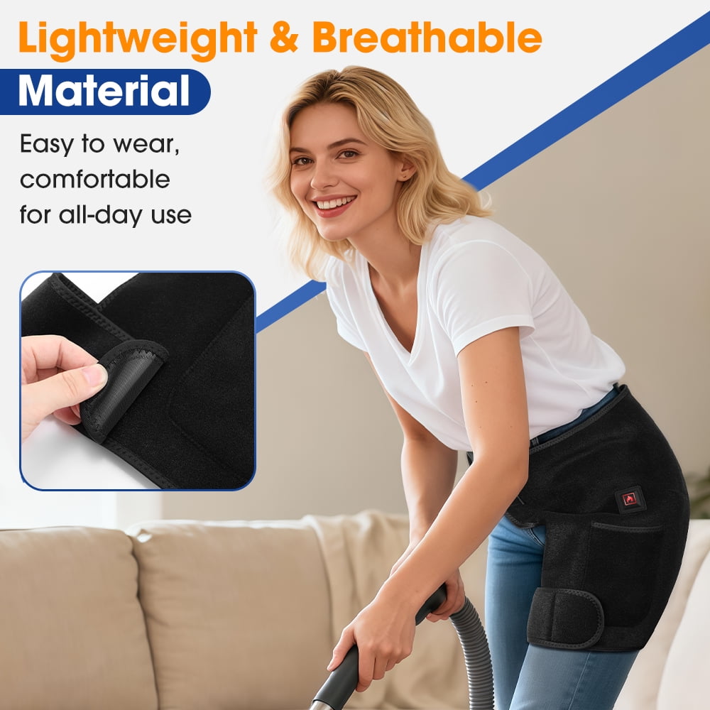 Heated Hip Support Bracket Heating Pad, Heated Hip Sciatica, 105  Red Light 660nm and 3 Heat Settings, Heat Pads for Hip, Leg and Thigh, Gift for Women Men