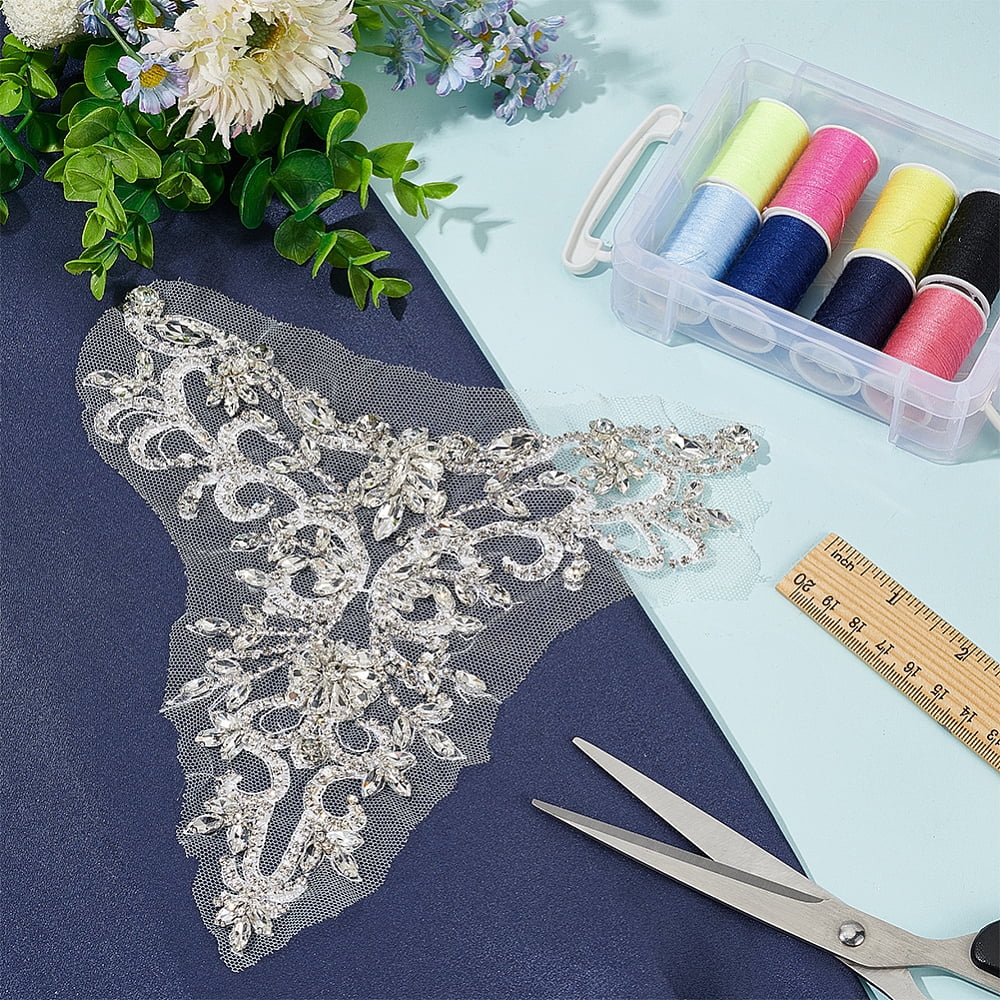 1 Pc Rhinestone Wedding Patches Sew on Patches Lace Felt Appliques Patch Flower Decorative Clothes Patches Craft Accessories for Clothing Jeans