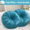 thumbnail image 4 of Set of 2 Round Velvet Decorative Pillow for Couch 15-Inch (Blue), 4 of 6