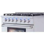 Thor Kitchen 36 Inch Professional 6 Burner Gas Range Oven, Stainless Steel