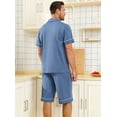 thumbnail image 4 of EA'S SECRET Mens Pajamas Set 100% Cotton Short Sleepwear Sets Classic Button Down Loungewear Summer Mens Pjs Sets With Pockets (Blue,M), 4 of 7