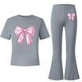 thumbnail image 7 of ATOGUTA Teens Clothes Kids Short Sleeve T-Shirts and Elastic Waist Flared Pants Size 5T-15 Athletic Summer Clothes for Kids Gray, 7 of 7