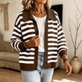 thumbnail image 7 of Fengqque Lady's Winter Long-sleeved Button-down Knitted Cardigan With Striped Sweater Coat, 7 of 7