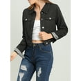 thumbnail image 6 of MODA NOVA Juniors Button Down Long Sleeves Cropped Denim Jacket, 6 of 7