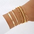 thumbnail image 2 of Pulsera de Chian de cuerda trenzada para hombre y mujer, cadena cubana, Hip Hop, Punk, cuentas de Color dorado, regalos de joyería de moda, 8 piezas, 2 of 5