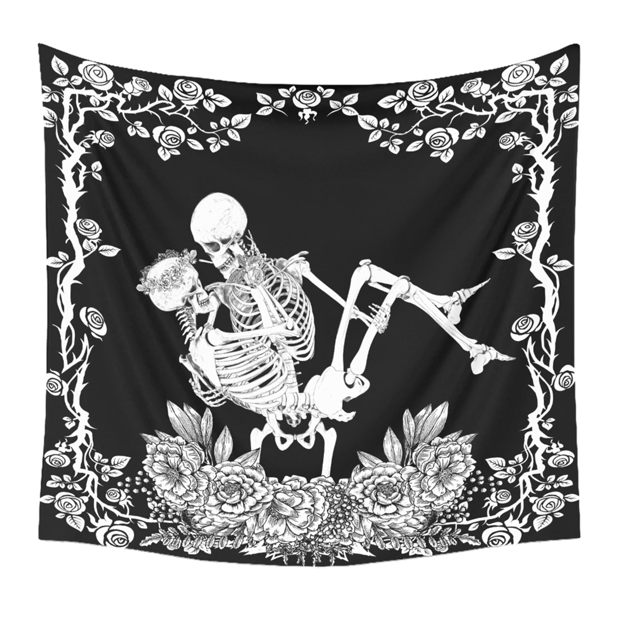 Skull Tapestry Kissing Lover Wall Hanging Tarot Tablecloth Skeleton Art Tapestry 