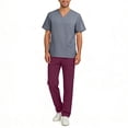 thumbnail image 2 of felwors Men's Scrub Set – Stretch V-Neck Multi-Pocket Mens Medical Uniform Scrubs Top & Cargo Pants (Grey, M), 2 of 4
