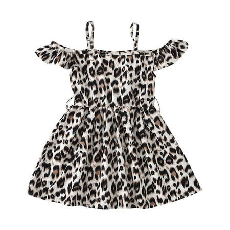 

Up to 30% off! Kukoosong Girls Dresses Toddler Baby Kids Girls Leopard Print Strap Off Shoulder Princess Dress Clothes Coffee 100