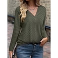 thumbnail image 6 of Autumn Women'S Long Sleeve Shirt V Neck Knit Pullover Tunic Top Women'S Shirt Formal Casual Green XXL, 6 of 7