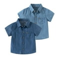 thumbnail image 4 of Boys Button Down Shirts Short Sleeve Light Blue Shirt Graduation Shirts Boy Uniform Shirts Boys Girls Fashion, 4 of 4