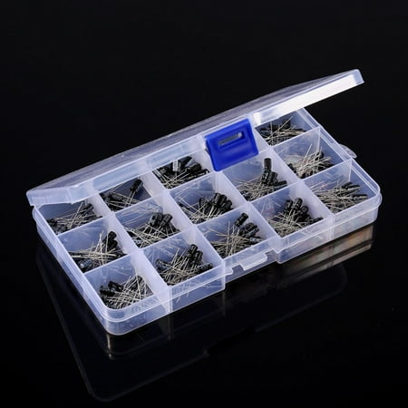 

CNMF 200pcs Capacitance Model 0.1uF-220uF Electrolytic Capacitor Assortment Kit With Box White