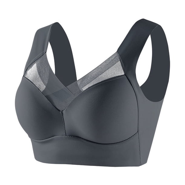 Sujetador de encaje sin aros de talla grande, ropa interior con fruncido lateral fino y ajustable