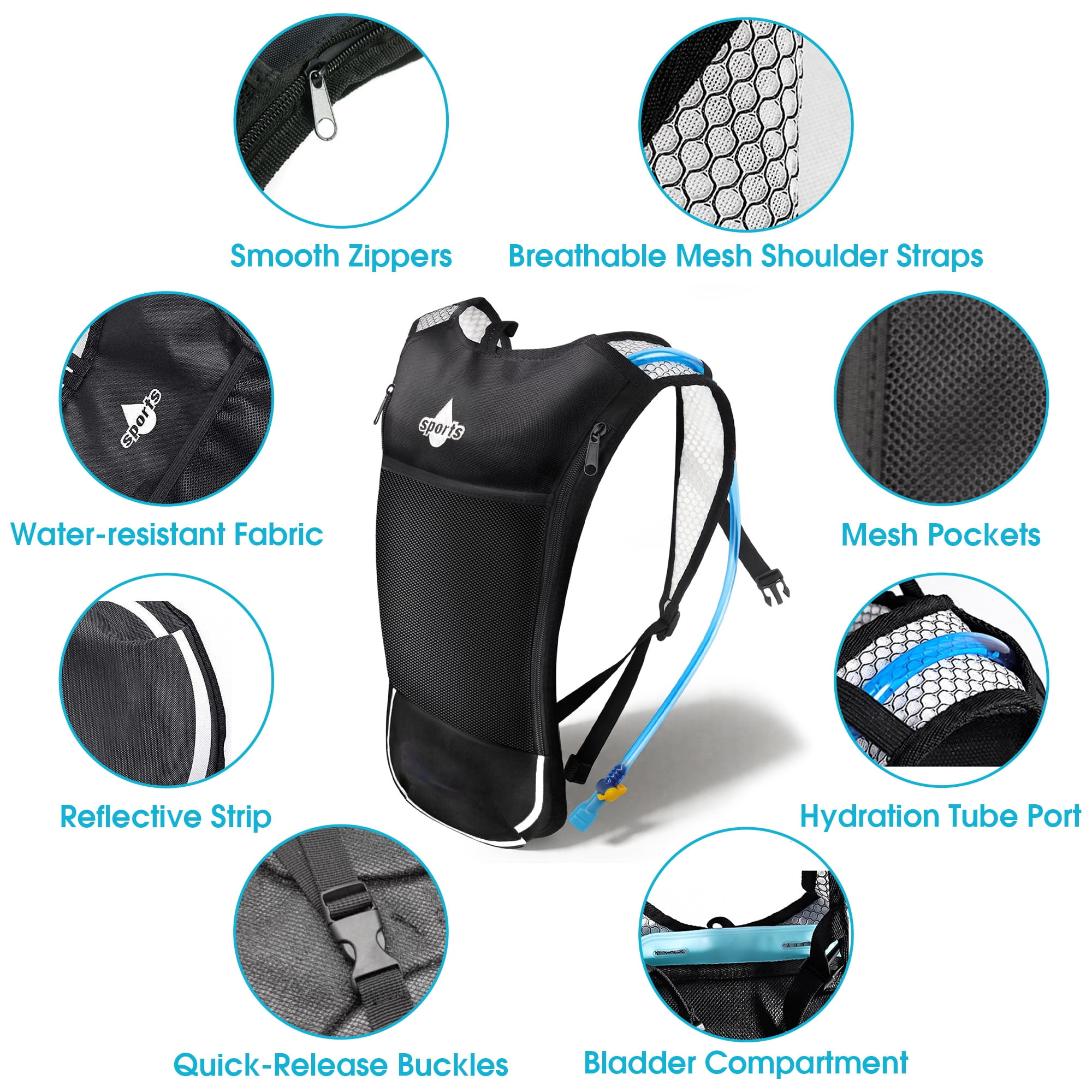 Hydration Backpack with 2L Water Bladder, Lightweight Water Reservoir Vest for Running, Hiking, Cycling, Camping