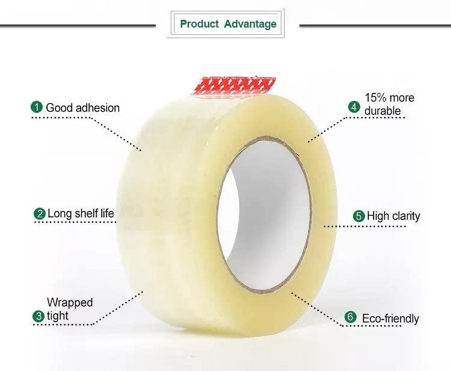 Heavy Duty Packing Tape 36 Rolls 2 Inch x 110 Yards (330 Feet) Per Roll Carton Sealing Tape for Shipping Packaging Moving Office Storage & Tape Gun Refills 1.8 Mil 3960 Total Yards