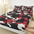 thumbnail image 3 of jejeloiu Vintage Camo Pattern Bed Sheets,Camouflage Hunting King Sheets,Red Black White Sheet Set For Boys Kids,Luxury Bedroom Decor,4 Pieces, 3 of 7