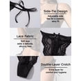 thumbnail image 3 of Aivtalk Women Side Tie Panties Bowknot Lace Wavy Thongs Panties Adjustable Wild G-String Underwear Low Rise See Through Panties S Black, 3 of 5