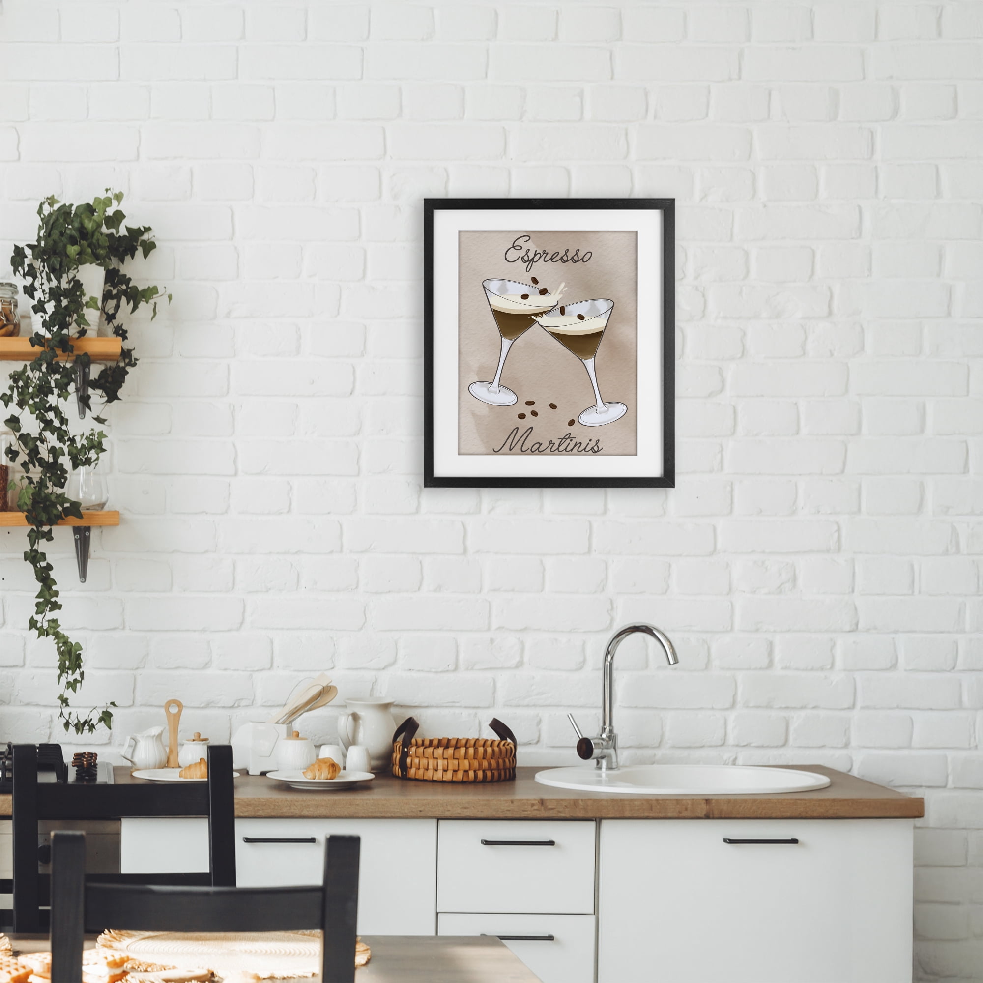 Stupell Industries Cheers Espresso Martinis Black Framed Print Under Glass, design by Marcus Prime
