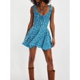 thumbnail image 5 of Summer Casual Cute Floral Flowy Square Neck Sundressses Beach Dress for Women Blue S, 5 of 6