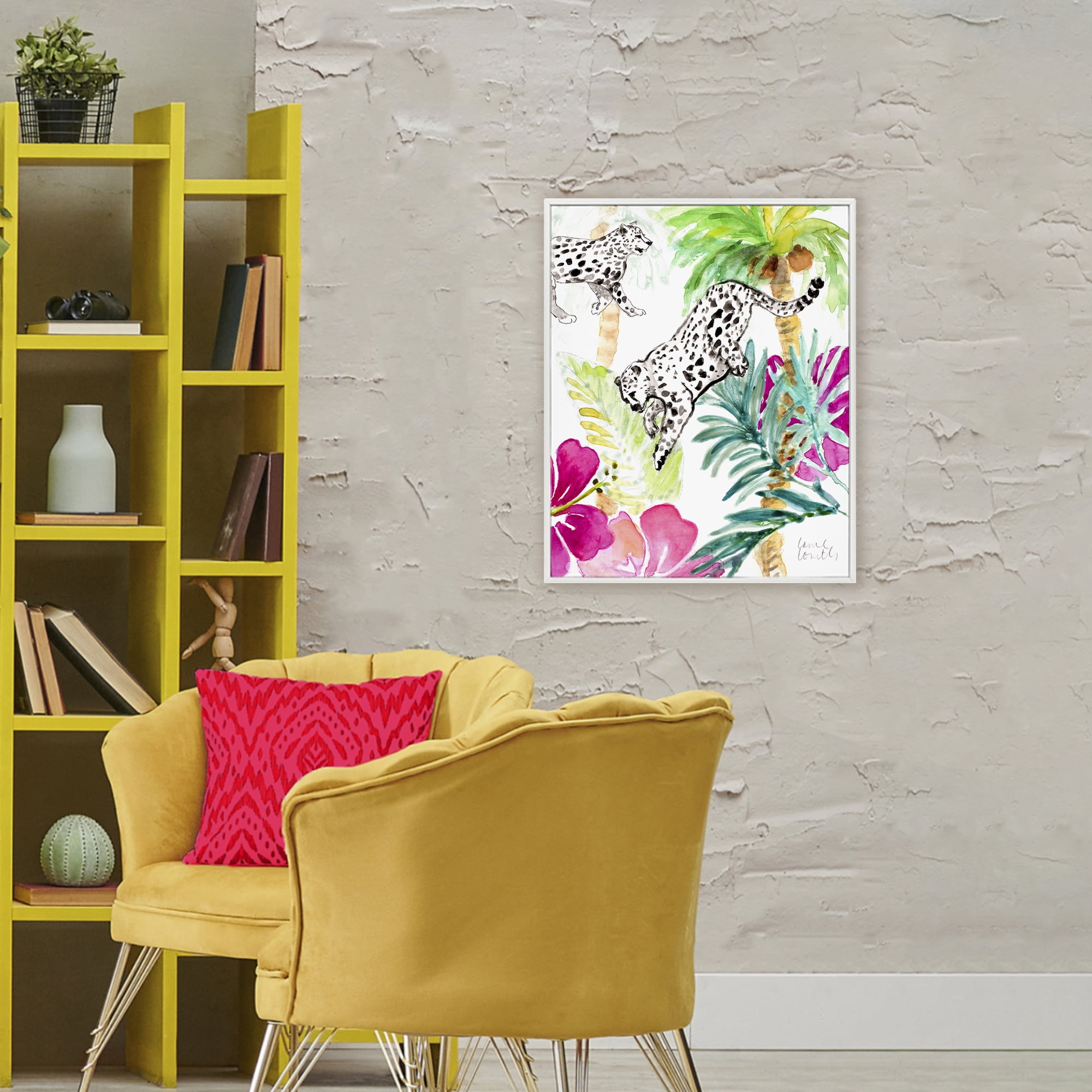 Stupell Industries Tropical Island Cheetahs White Framed Giclee Art, design by Lanie Loreth