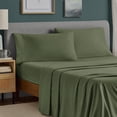 thumbnail image 4 of Mainstays Dreamy Soft 4-Piece Bed Sheet Set, 100% Cotton, 220 Thread Count Brushed and Washed Sateen, Deep Pocket, Queen, Bay Leaf, 4 of 6