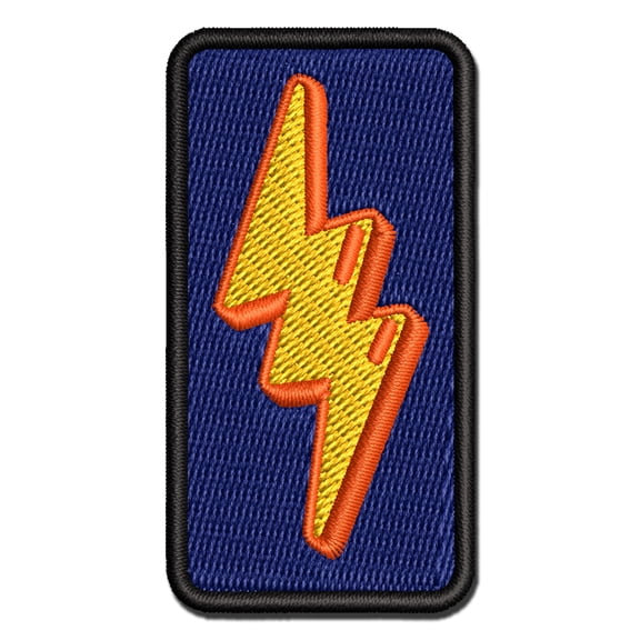 Quirky Lightning Bolt Applique Multi-Color Embroidered Iron-On Patch - 2.5 Inch Small