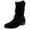 Black, variant on Women's Mid Calf Boots Extra Wide Slouchy Round Toe Flat Low Heel Riding Boot Side Zip Boho Western Cowboy Booties for Fall Winter Size 6-9