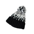 thumbnail image 3 of Knit Beanie Hat for Women Fair Isle Patterns Soft Thick Warm Winter Pom Cap Cute Vintage Outdoor Ski Hats Black Free, 3 of 4