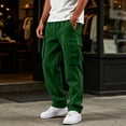 thumbnail image 5 of Men's Heavyweight Cargo Sweatpants Fleece Joggers with Pockets Elastic Waist Casual Athletic Lounge Pants Dark Green XL, 5 of 8