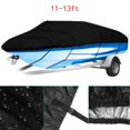 thumbnail image 2 of Trailerable Boat Cover, Heavy Duty Waterproof Boat Cover, 11-13FT UV Resistant Marine Grade Outboard Cover Compatible for Bass Boat, Fits Bayliner Tri-Hull V-Hull Fishing Runabout Boat, Black, 2 of 7