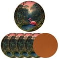 thumbnail image 2 of Flamingo 6PCS Round Coasters Set, Microfiber Leather Drink Coasters 11x11 cm/4.3x4.3 in - Heat Mats for Home and Kitchen Use, 2 of 6