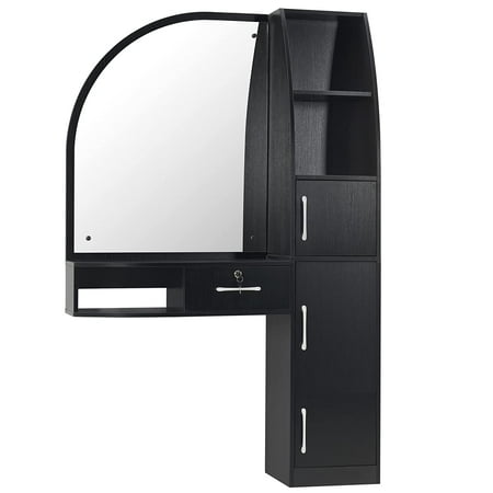 Barberpub Vanity Set with Mirror Make up Table Wall Mount Styling Barber Station Beauty Salon Equipment 3031