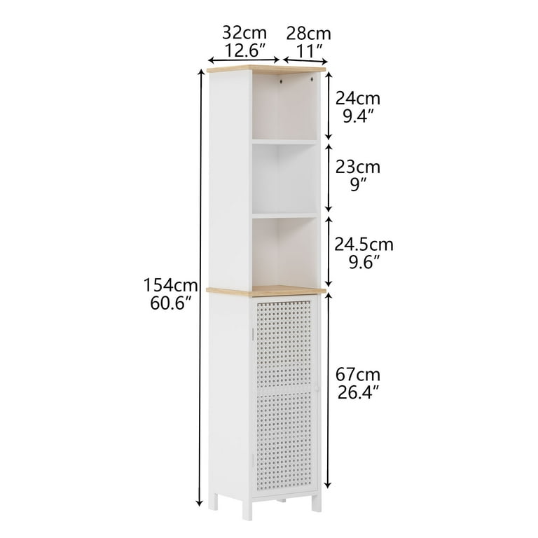 Floor Freestanding Narrow Tall Cabinet with Adjustable Shelves for