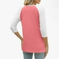 thumbnail image 4 of gakvbuo 3/4 Sleeve Tops Henley Shirts for Women's Tops Dressy Casual Color Block Pullover Tunic Top Blouses Button Up V-Neck Button-Down Shirts Trendy Business Work Blouses Outfit Basic Tees, 4 of 9