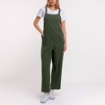 thumbnail image 2 of Combinaison Décontractée Confortable pour Femme, Couleur Unie, avec Poches, Printemps Été, Combinaison Boutonnée Décontractée, Combinaison pour Femme, Vert G, 2 of 7