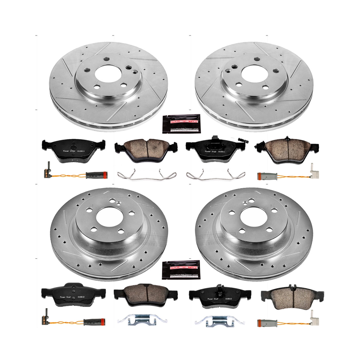 PowerStop Front and Rear Z23 Evolution Sport Carbon-Fiber Ceramic Brake Pad and Drilled & Slotted Rotor Kit Fits: MERCEDES-BENZ Select Models K4519